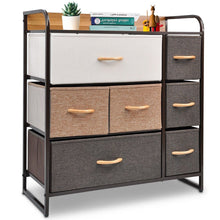 Load image into Gallery viewer, Fabric And Steel Accent Chest With Two Shelves And Seven Drawers - Brown
