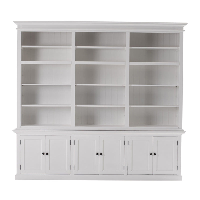 Solid Wood Frame Dining Hutch With Multiple Shelves And Three Drawers - White
