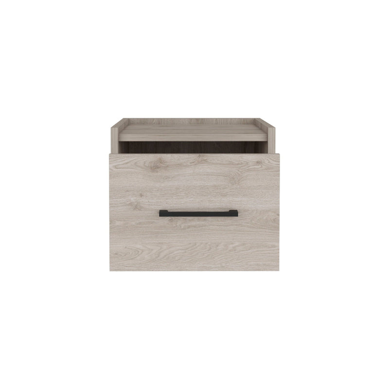 10" One Drawer Faux Wood Floating Nightstand - Gray