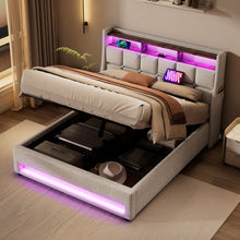 Load image into Gallery viewer, Platform Bed With Hydraulic Storage, LED Lighting &amp; Charging Station
