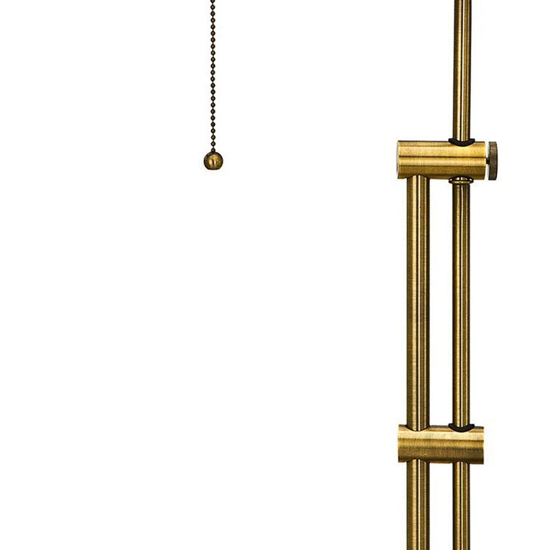 Metal Adjustable Table Lamp With Antiqued Brass Rectangular Shade - Bronze