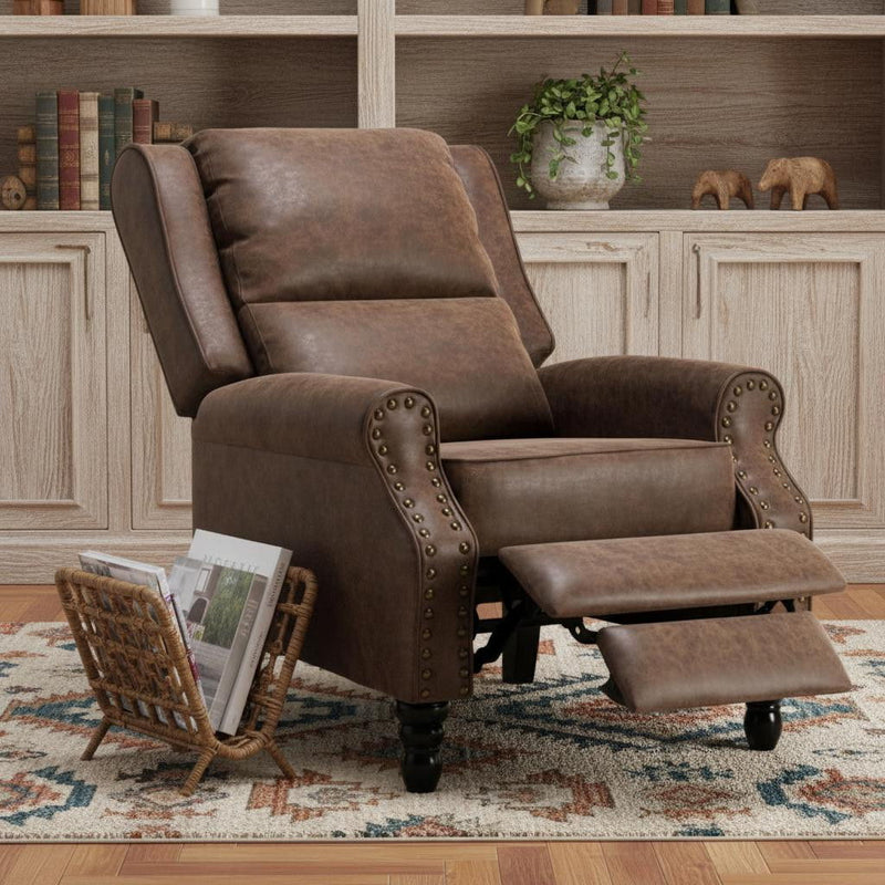 Faux Leather Manual Recliner (718721) - Brown