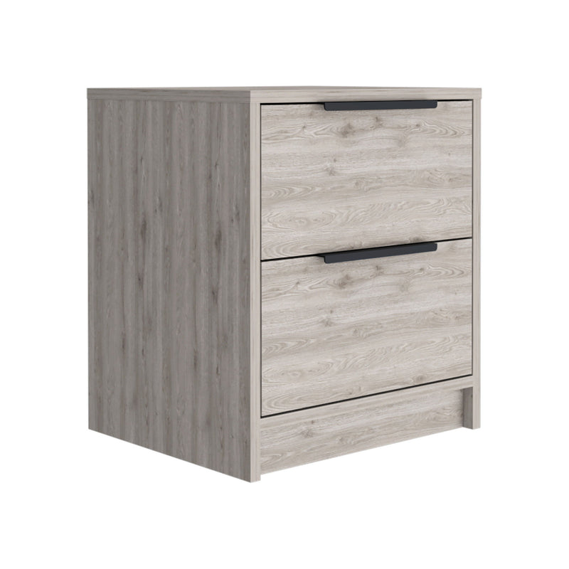 16.1" x 14.2" x 18.8" Two Drawer Faux Wood Nightstand - Gray
