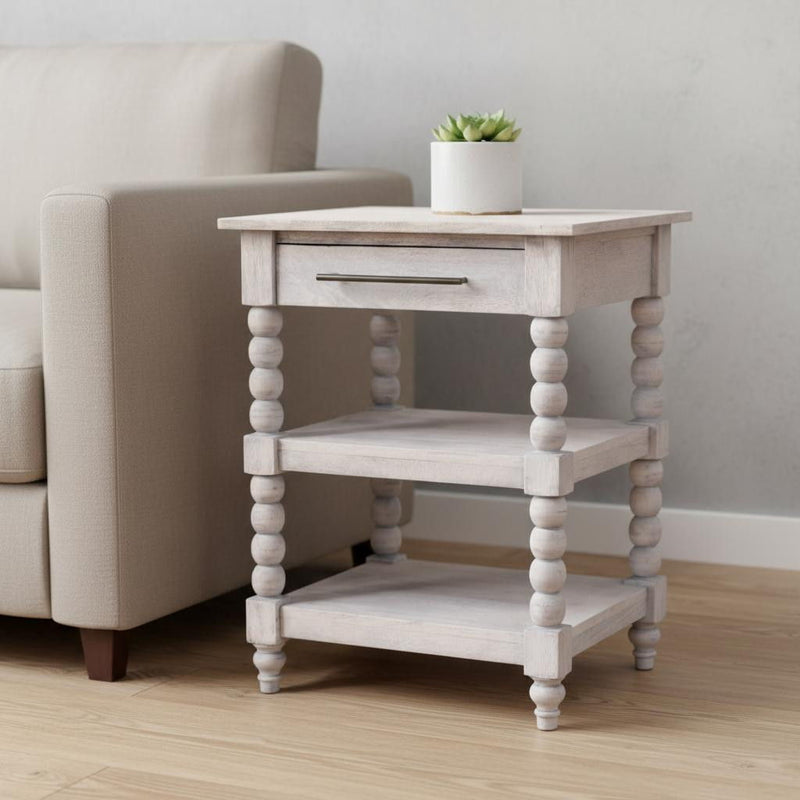 Solid Wood Wood End Table With Drawer Shelf (719336) - Brown