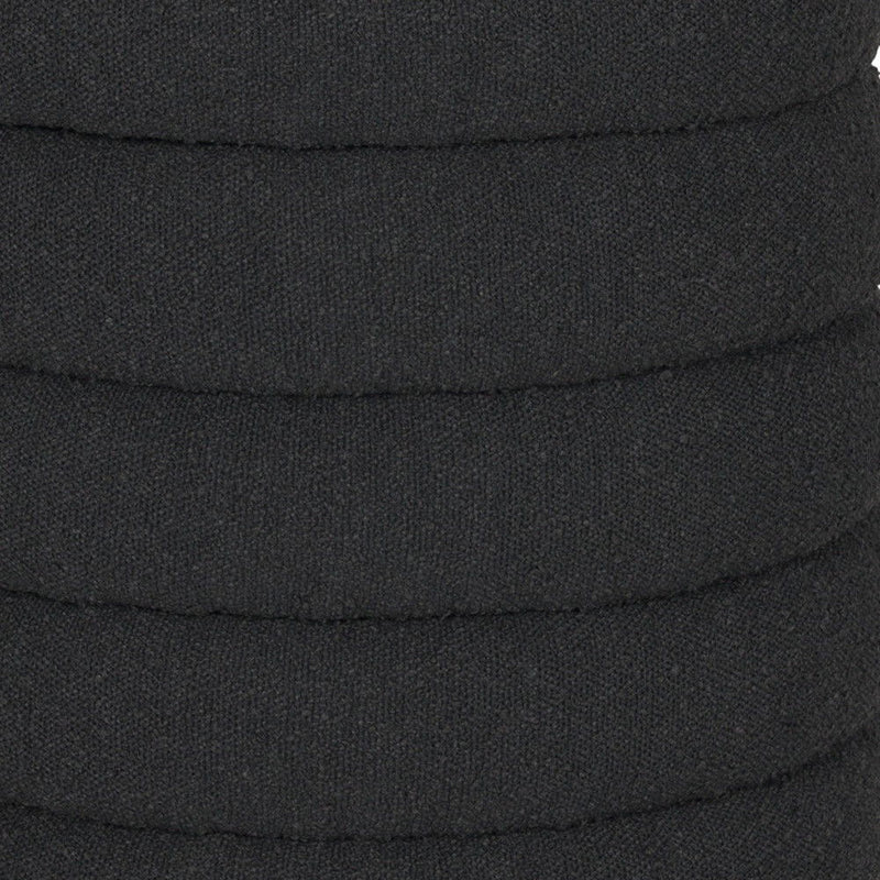 Boucle Round Storage Ottoman - Black