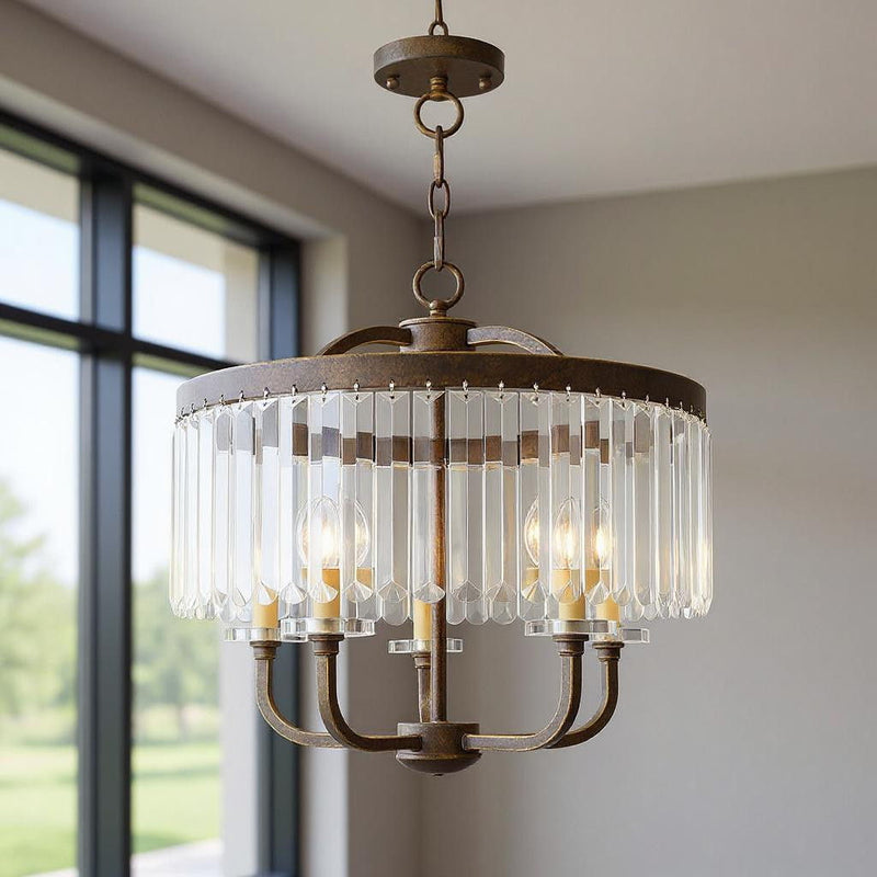 20'' 5-Light Dimmable Chandelier With Shades - Bronze