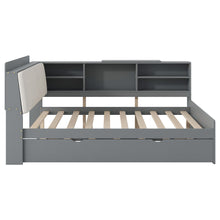 Load image into Gallery viewer, Platform Bed With Trundle, Shelves, And Storage Headboard
