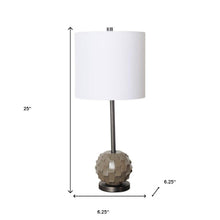 Load image into Gallery viewer, 25" Round Bedside Lamp With Drum Shade - Gray
