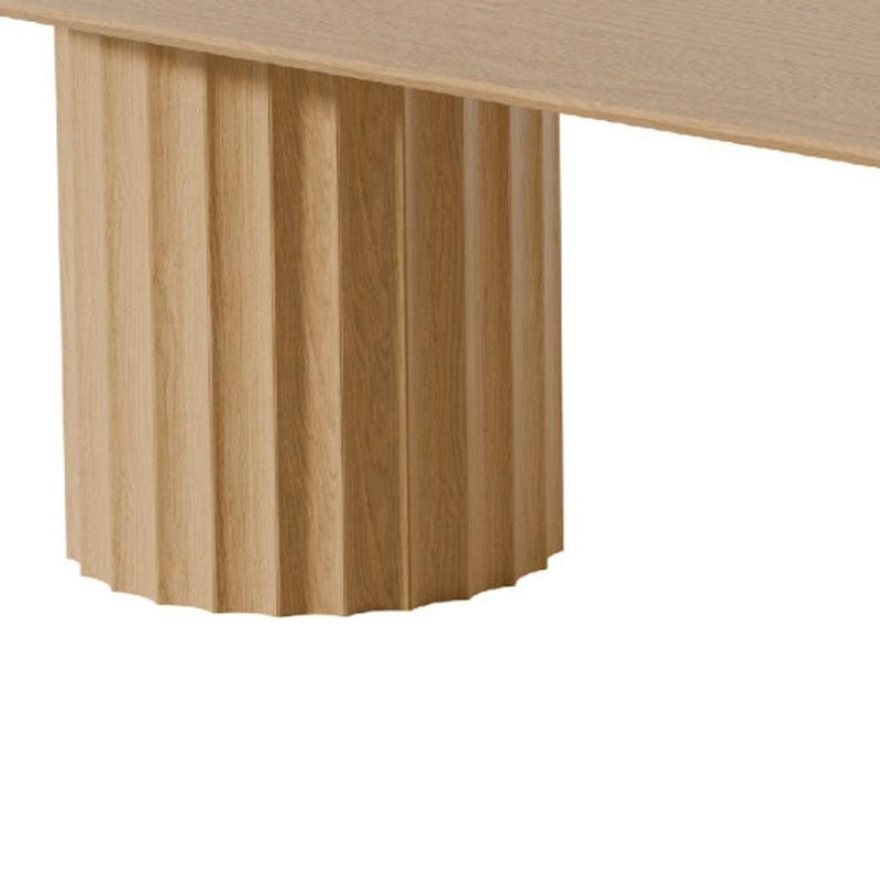 86'' Wood Double Pedestal Base Oval Dining Table - Natural / Light Brown
