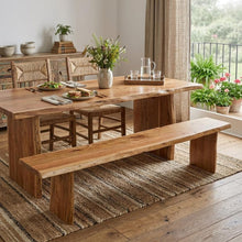 Load image into Gallery viewer, 84" Brown Solid Wood Live Edge Dining Bench
