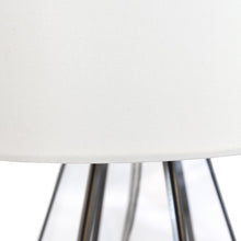 Load image into Gallery viewer, 18" Clear And Brass Glass And Metal Geometric Table Lamp With Drum Shade
