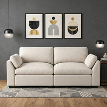 Load image into Gallery viewer, 75" Beige and Black Velvet Modular Loveseat
