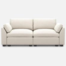 Load image into Gallery viewer, 75" Beige and Black Velvet Modular Loveseat
