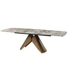 Load image into Gallery viewer, Malika - Ceramic Top Dining Table - Gray &amp; Copper Cross Brushed
