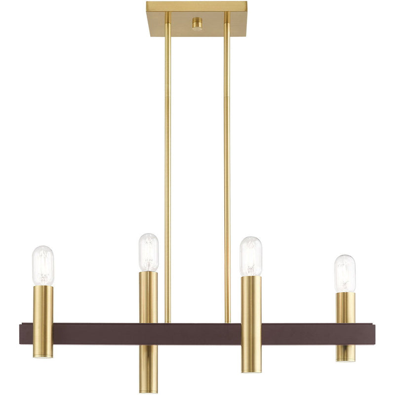Four-Light Dimmable Chandelier With Shades - Bronze