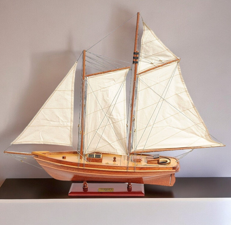 America 1851 Yacht Hand Painted Sculpture - Brown
