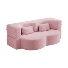 Load image into Gallery viewer, Modern Floor Sofa, With 2 Pillows, Convertible Teddy Fabric Foam Filled Bed
