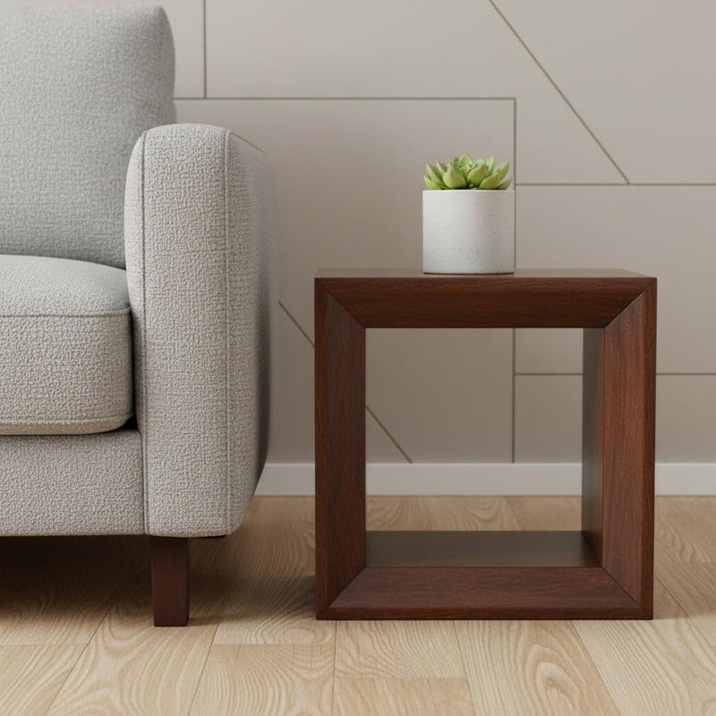 Solid Wood Wood End Table With Drawer Shelf (719328) - Brown