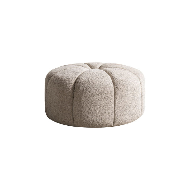 Tufted Boucle Tufted Round Ottoman - Taupe