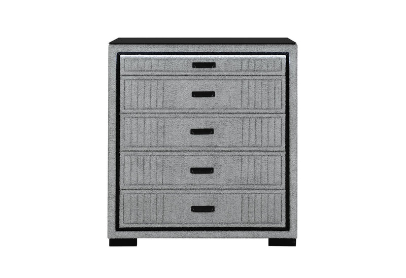Wood Lighted Five Drawer Dresser - Gray