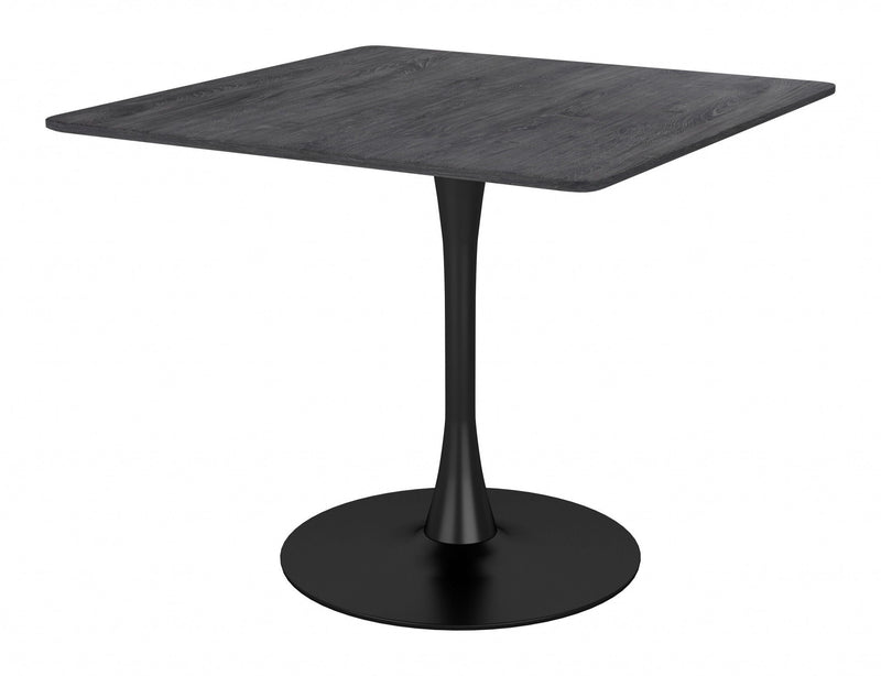 35" Square Steel Pedestal Base Dining Table - Black