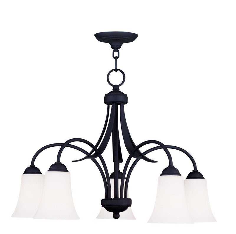 18" Five Light Dimmable Chandelier With Shades - Black