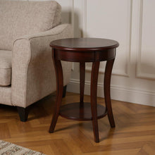 Load image into Gallery viewer, Wood And Wood Round End Table With Shelf - Dark Brown

