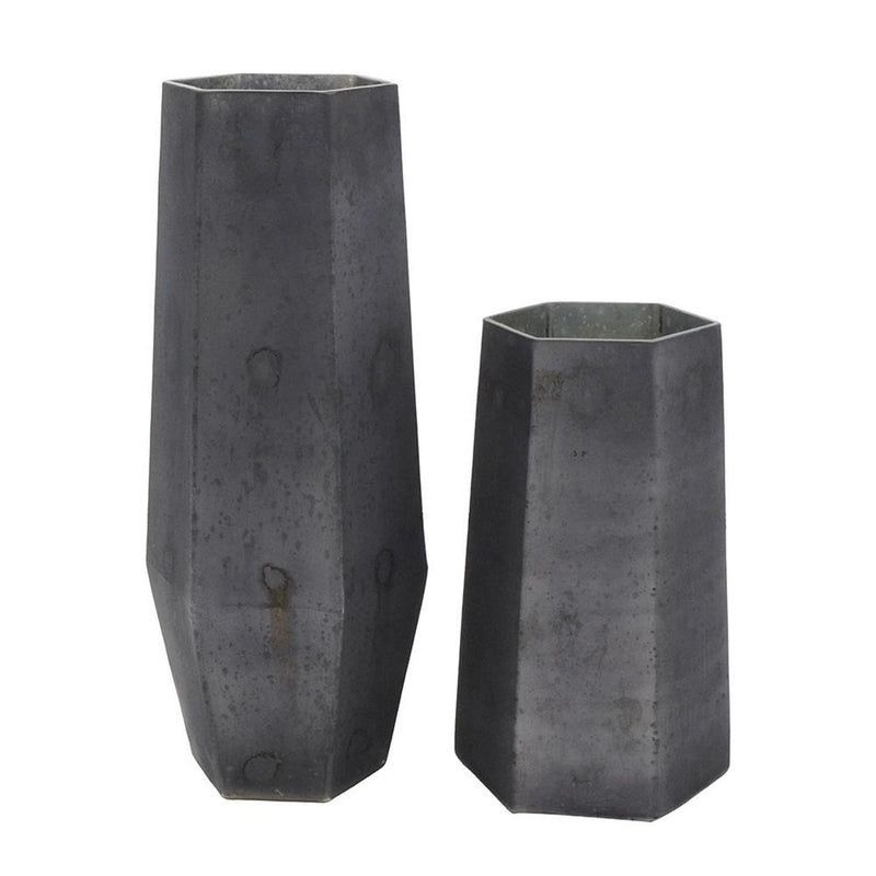 Hexagonal Table Vases (Set of 2) - Black