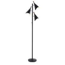 Load image into Gallery viewer, Three Light Tree Floor Lamp With Black Solid Color Cone Shade - Black
