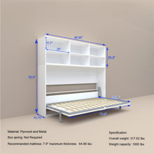 Load image into Gallery viewer, Mordern Design Twin Size Horizontal Murphy Bed With Shelf Storage For Bedroom Or Guestroom Wall Bed Space Saving Hidden Bed With New Style Gas Struts - White
