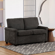Load image into Gallery viewer, Convertible Twin Sleeper Sofa With USB Ports, 2 Seater Upholstered Loveseat - Dark Gray
