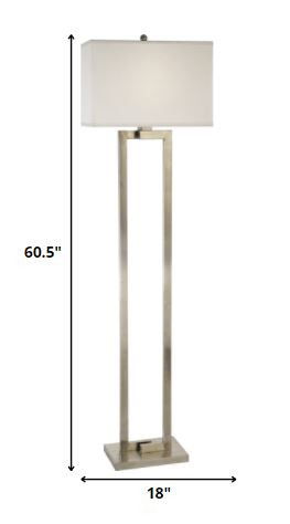 Traditional Shaped Floor Lamp With White Rectangular Shade - Nickel