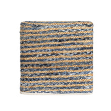 Load image into Gallery viewer, Cotton Jute Striped Pouf Ottoman - Beige / Blue
