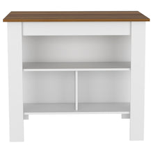 Load image into Gallery viewer, Wood Flat Door Kitchen Island Set With Storage (492018) - Brown / White
