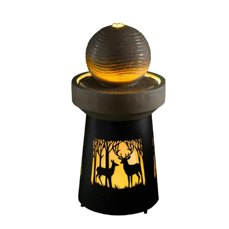 Outdoor Garden Lantern With Warm LED Light Deer Silhouette Decorative Landscape Light For Patio - White / Gray
