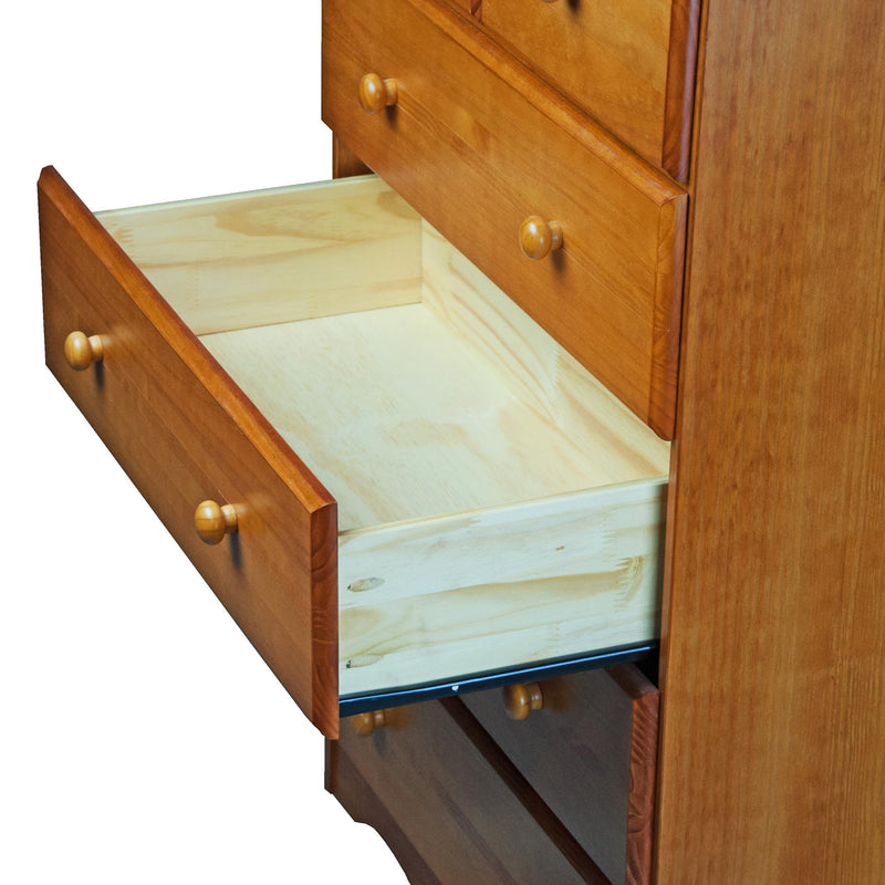 Solid Wood Five Drawer Dresser (760590) - Golden Brown