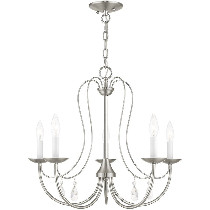 20'' Five Light Dimmable Chandelier With Shades - Nickel