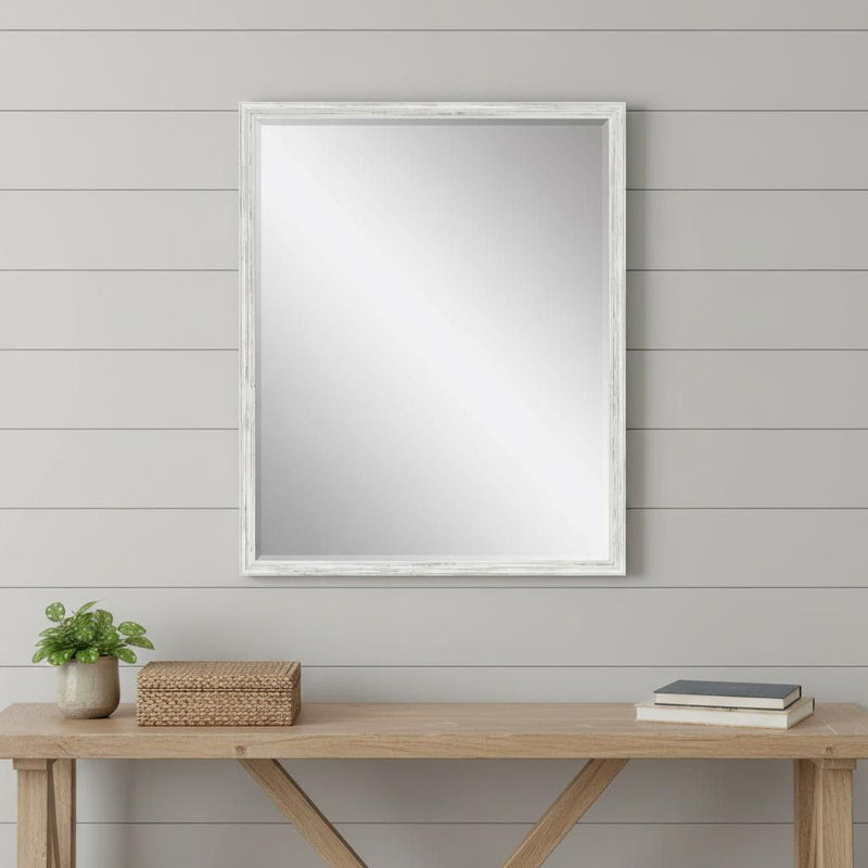31" Wood Accent Mirror - White