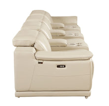 Load image into Gallery viewer, Italian Leather Reclining Metal USB Sofa (720411) - Beige
