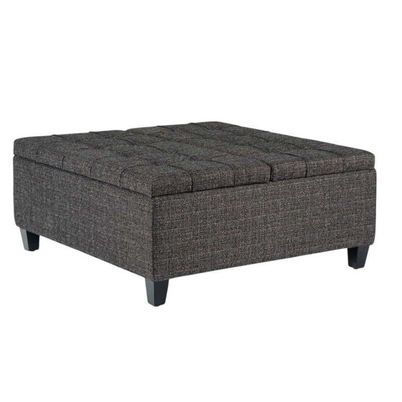 Ebony Fabric Cocktail Ottoman With Storage - Espresso