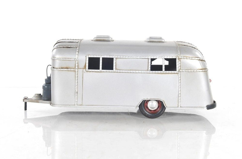 Hand Painted Camping Trailer Model Car - Silver