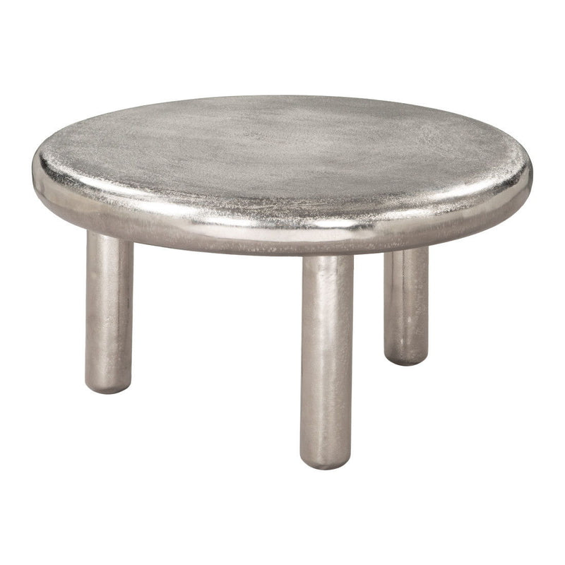 Aluminum Round Pedestal Coffee Table - Silver