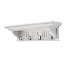 Load image into Gallery viewer, 28" Solid Wood Four Hook Wall Mount Coat Rack - White
