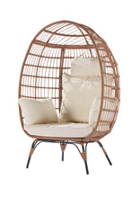 Load image into Gallery viewer, Wicker Egg Chair, Oversized Indoor Outdoor Lounger for Patio, Backyard, Living Room w/ 5 Cushions, Steel Frame, - Beige
