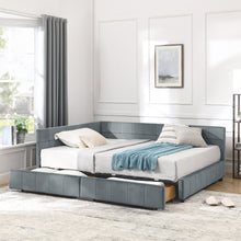 Load image into Gallery viewer, Mid-Century Storage Upholstered Tufted Bed Frame With Backrest And Armrests

