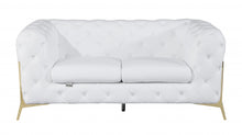 Load image into Gallery viewer, Italian Leather Loveseat - White / Gold
