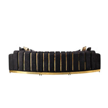 Load image into Gallery viewer, Velvet Curved Three Piece Sectional With Toss Pillows - Black
