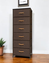 Load image into Gallery viewer, Steel And Fabric Six Drawer Chest - Brown
