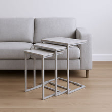 Load image into Gallery viewer, Solid Wood And Steel Frame Nested Tables (Set of 3) - Antiqued White
