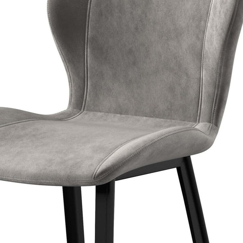 Upholstered Velvet Dining Side Chairs (Set of 4) - Gray / Black